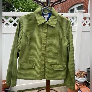 Chico's Olive Green Ribbed-Panel Jacket